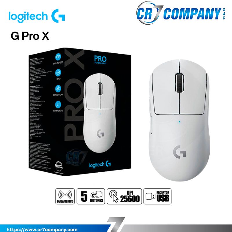 MOUSE LOGITECH G PRO X SUPERLIGHT WIRELESS LIGHTSPEED HERO 25K WHITE(910-005940)-P-1