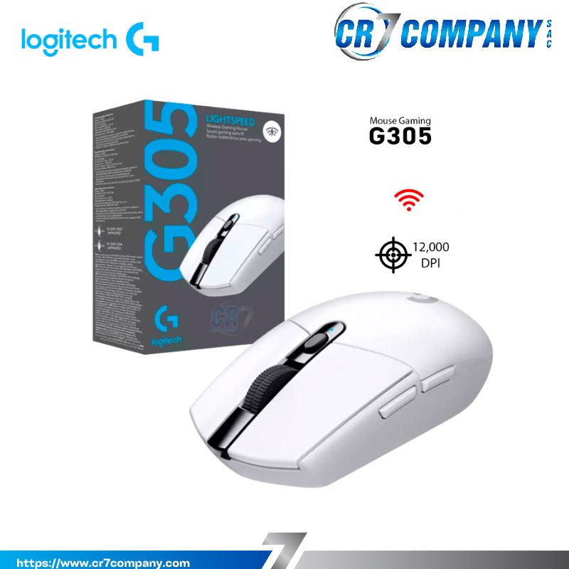 MOUSE LOGITECH G305 LIGTHSPEED WIRELESS WHITE (910-005289)-P-1