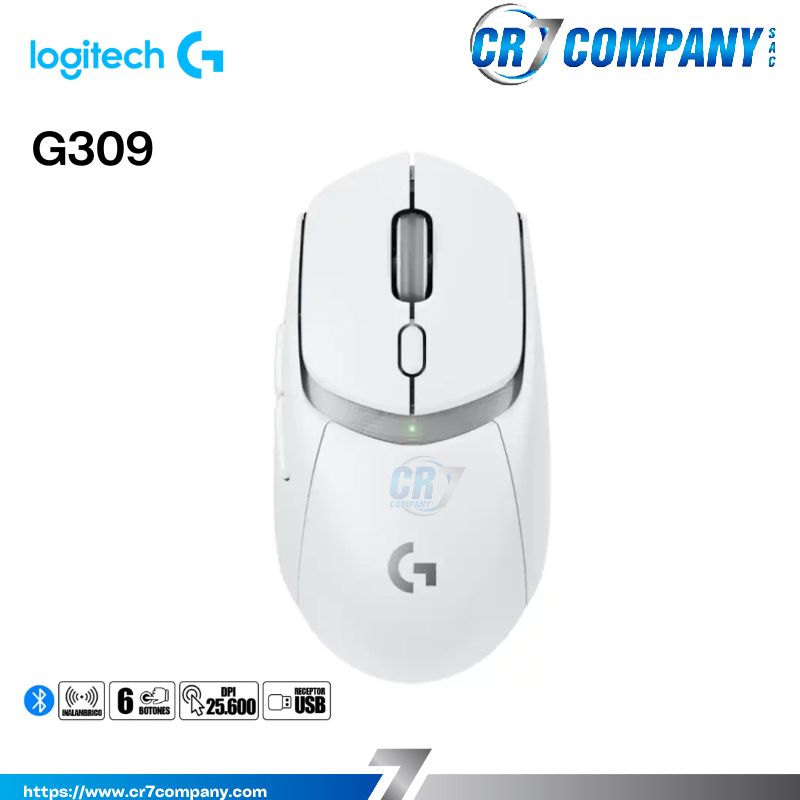 MOUSE LOGITECH G309 LIGHTSPEED WIRELESS-BT 25K DPILIGHTFORCE WHITE (910-007205)-1