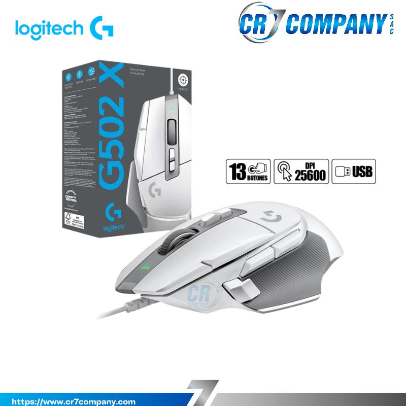 MOUSE LOGITECH G502 X HERO USB 25K DPI LIGHTFORCE WHITE (910-006145)-1